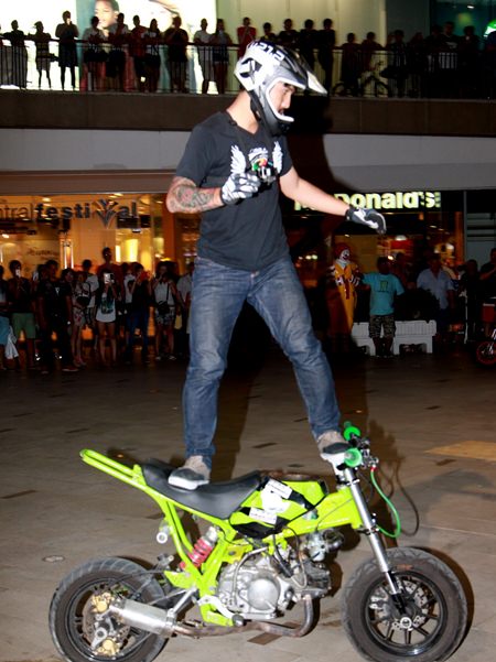 Stunt cyclists put on a show at the pre-launch press conference.