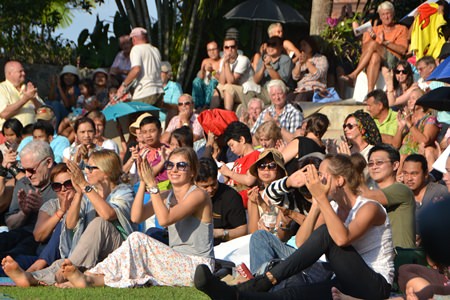 The large crowd of concert goers enjoyed the warm evening sunshine and fantastic live music.