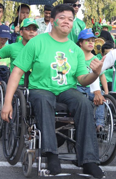 One of the many wheelchair users that joined the march.