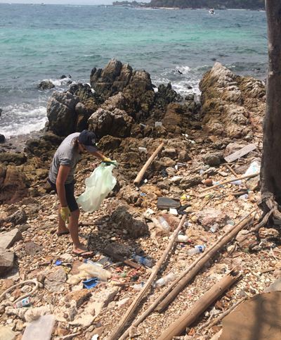 Unfortunately, a lot of trash washes up on the beaches at this beautiful island.