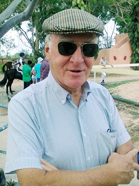 Peter coaching his New Zealand imported horse “Cash-in” at a Horseshoe Point Pattaya Competition in 2014.