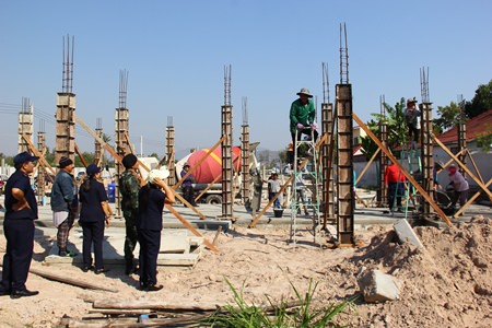 Anti-human traffic authorities inspect a construction site in Prachuap Khiri Khan province last month.