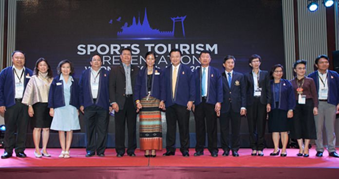 H.E. Kobkarn Wattanavrangkul and senior sports and tourism executives from the Sports Authority of Thailand and the Tourism Authority of Thailand at the Sports Tourism Presentation, TTM+ 2016 in Chiang Mai.