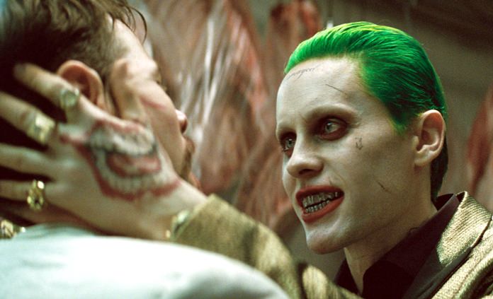 This image shows Jared Leto (right) in a scene from “Suicide Squad.” (Warner Bros. Pictures via AP)