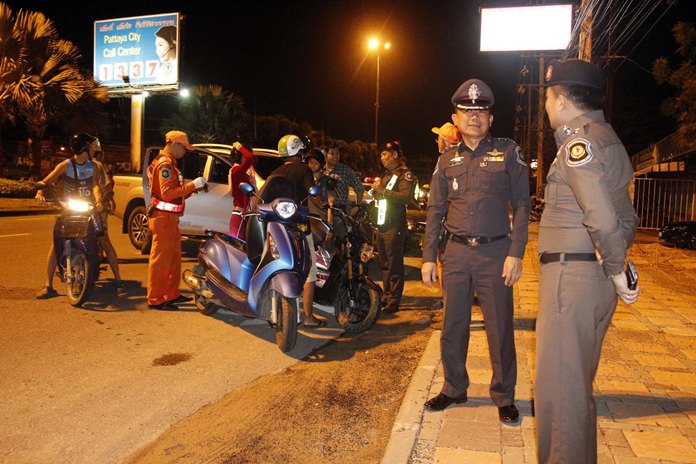 Highway and tourist police fanned out across Pattaya following a string of bombings in the South, setting up checkpoints to search for weapons and drugs.