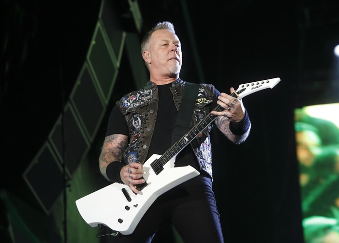 James Hetfield of Metallica is shown in this May 9, 2015 file photo. (Photo by John Davisson/Invision/AP)