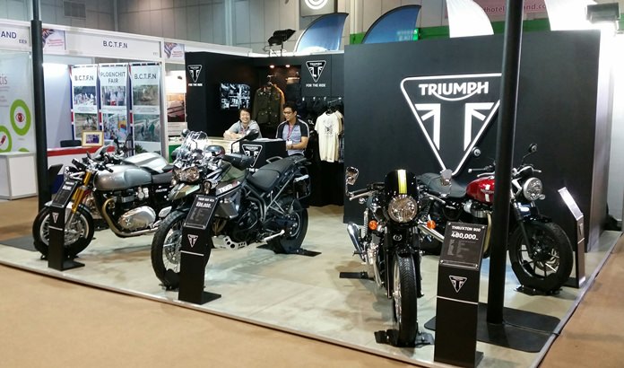 Triumph Motorcycles displayed five of their latest models at Thai-UK 2016. Triumph Motorcycles Ltd is the largest British motorcycle manufacturer with half of its six factories worldwide located on the Amata Nakorn Industrial Estate in Chonburi employing more than 1,000 staff.