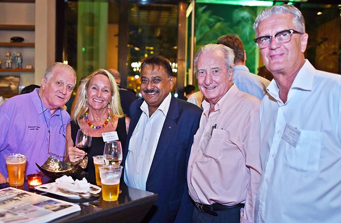 James Howard, sales manager at the Oil Field Equipment Services Co., Ltd., Rosanne Diamente from WWM, Peter Malhotra, managing director at Pattaya Mail Media Group, Dr. Iain Corness, and Joachim K.P. Klemm, international business and marketing at Green Orange Property Thailand.