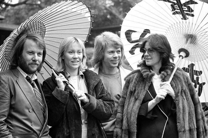 The four members of Swedish pop group ABBA, from left, Benny Andersson, Agnetha Faltskog, Bjorn Ulvaeus and Anni-Frid Lyngstad are shown together in this March 14, 1980 file photo. (AP Photo/Tsugufumi Matsumoto)