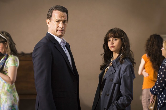 Tom Hanks (left) and Felicity Jones are shown in a scene from, “Inferno.” (Jonathan Prime/Sony Pictures via AP)