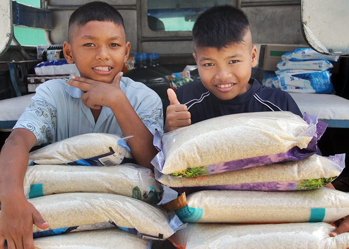 You can donate a bag of rice to help feed the children.