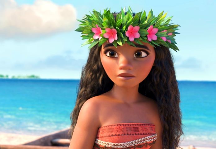 This image shows the character Moana, voiced by Auli’i Cravalho, in a scene from the animated film, “Moana.” (Disney via AP)