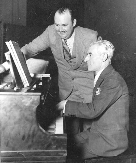 Maurice Ravel (right) and American band-leader Paul Whiteman in 1928.