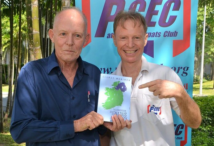 Member Ren Lexander displays a copy of Jim Soutar’s book during his interview with him after his presentation to the PCEC. To view the video, visit https://www.youtube.com/watch?v=azxtpg BEWww&t=4s.