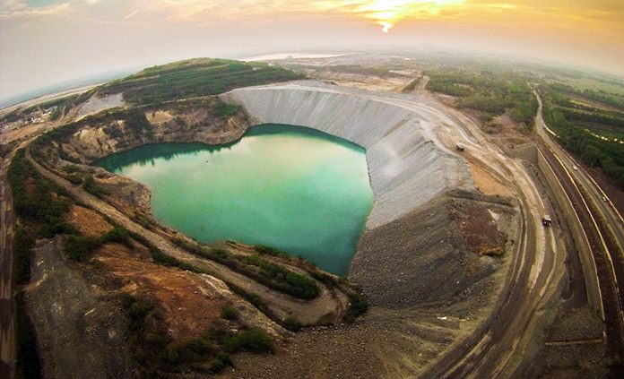An aerial view of Chatree gold mine in central Thailand. (Akara Resources via AP)