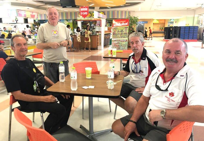 (L to R) Woody, Erle, JD and Rob take a break during the Christmas shopping “fun”.