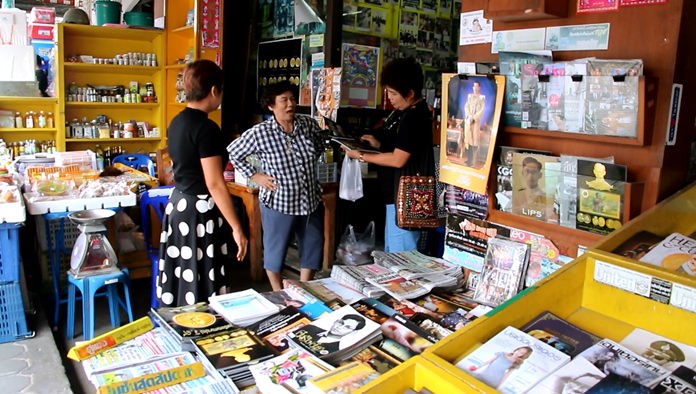 Mahagree book shop owner Srisuda Rajniyom said collectors are buying anything with HM the late King’s image in them.