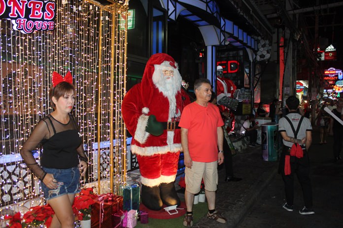 Santa could be seen everywhere in Walking Street.