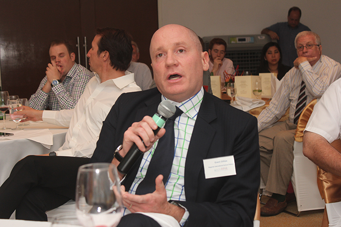 Grant Gillies from Regents International School poses a question during the Q&A session.