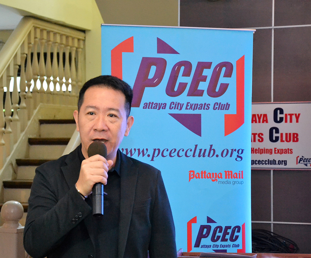 The PCEC was honored with a visit by Banglamung District Chief (Nai Amphur) Naris Niramaiwong who briefly addressed the members and guests in attendance.