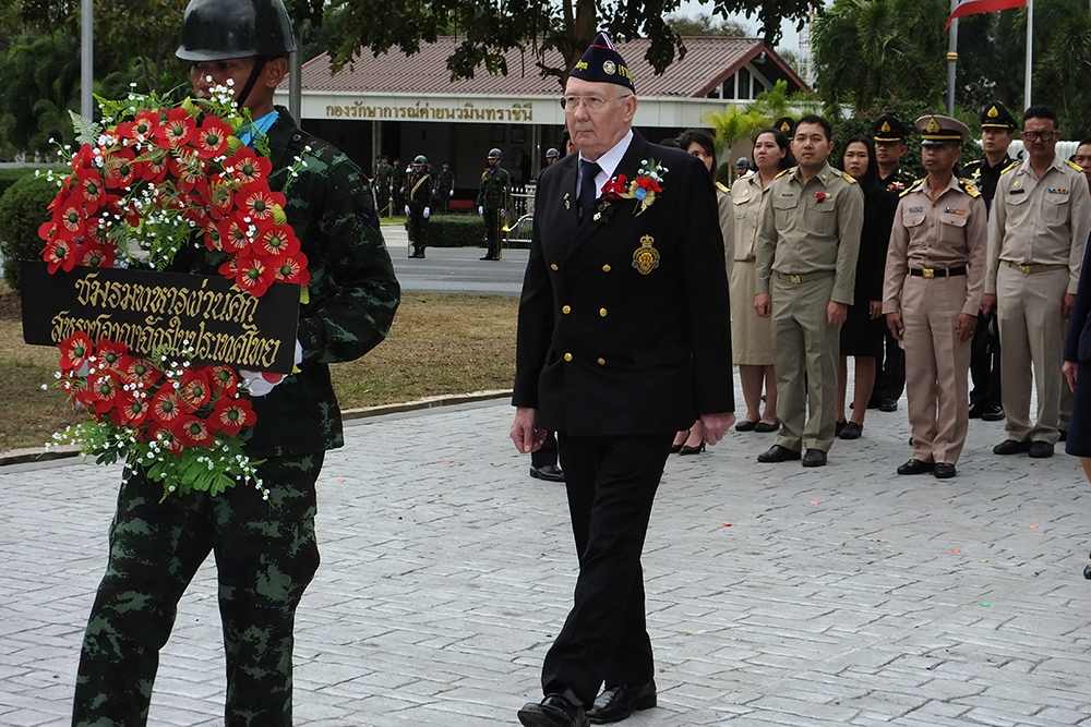 Royal British Legion Thailand wreath layer and Chairman Andy Barraclough.