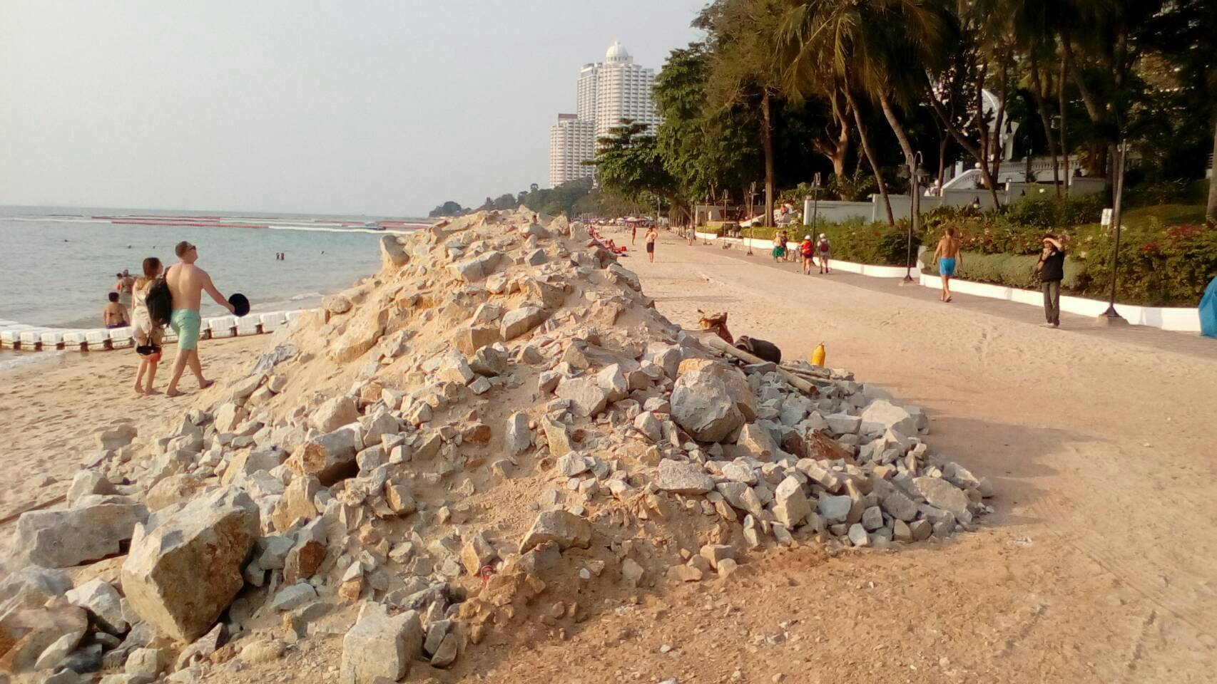A large pile of construction rubbish has been left on Wong Amat Beach.