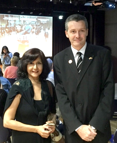Pattaya Mail Media’s Sue Kukarja (left) poses with Hungarian Ambassador HE Dr. Peter Jakab after the screening of the film in Bangkok, Saturday, March 11.