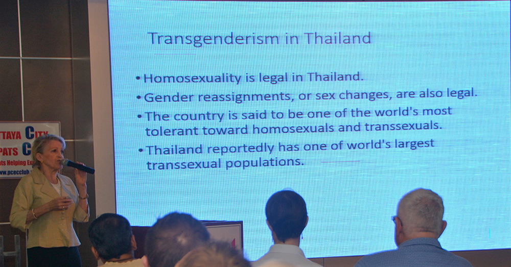 Several factors regarding Transgenderism in Thailand are explained by Dr. Claes to her PCEC audience, which leads to its tolerance in Thai society, but not necessarily its acceptance.