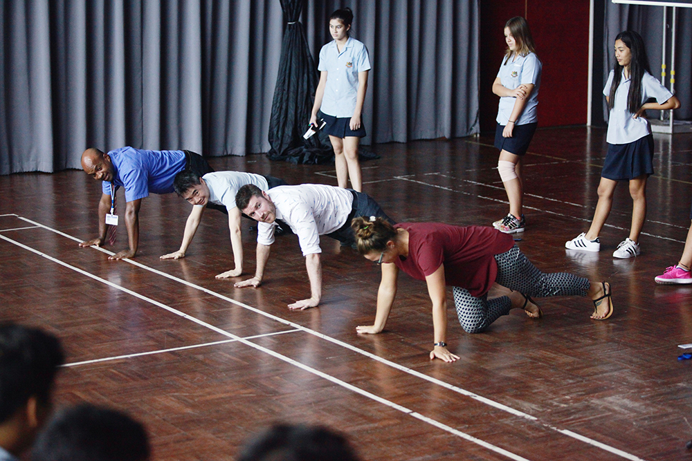 House leaders were challenged to do some Russian-style press ups!