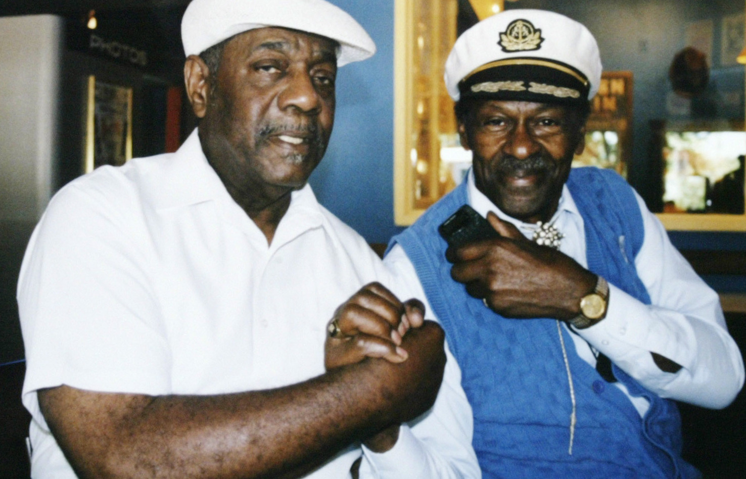 Johnnie Johnson (left) and Chuck Berry pose in this undated AP photo.
