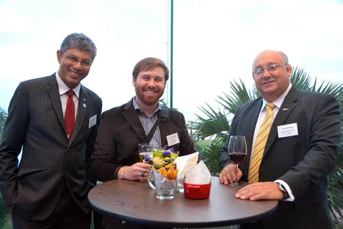 (L to R) Regil Ratnam from the South African Chamber of Commerce, Brent Gladney, Allied Pickfords, and Warren Boyes, Macallan Insurance Broker.