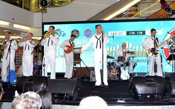 The US Navy’s 7th Fleet Band rocks the crowd at Royal Garden Plaza.