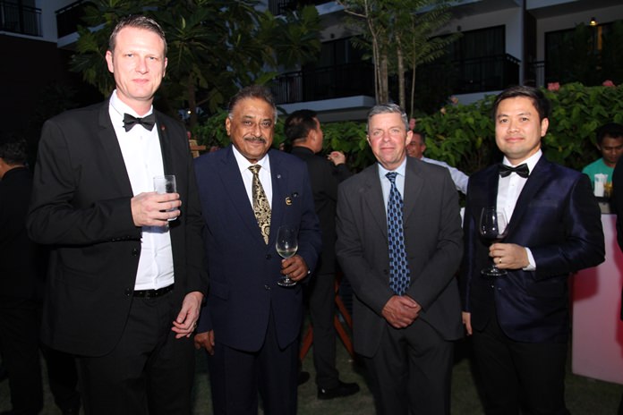 Jonas Sjostedt, GM Centara Pattaya Hotel joins Peter Malhotra, Paul Strachan and Thatthep Kevin Yang, Resort Manager of Centara Chaan Talay Resort & Villas Trat for a group photo.