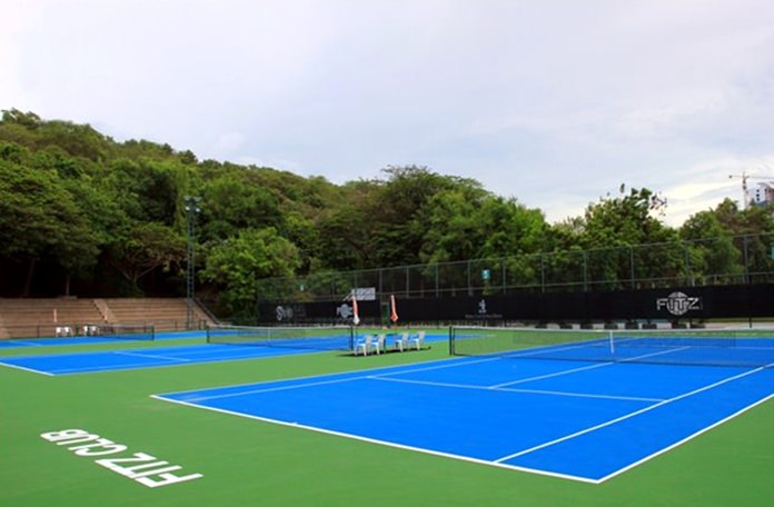 The pristine tennis courts at the Fitz Club- Racquets, Health and Fitness of the Royal Cliff Hotels Group.
