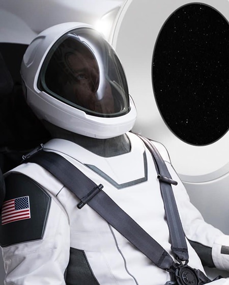 This undated image made available by Elon Musk on Wednesday, Aug. 23, 2017 shows a new spacesuit from his company SpaceX. It’s designed for its crewed flights planned for 2018. (SpaceX via AP)