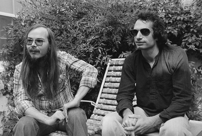 In this Oct. 29, 1977, file photo, Walter Becker (left) and Donald Fagen of Steely Dan, sit in Los Angeles. Becker passed away Sunday, Sept. 3. He was 67. (AP Photo/Nick Ut)