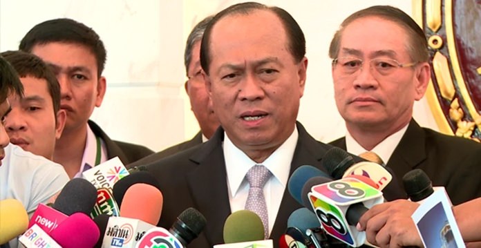 Minister of Interior Gen Anupong Paojinda talks to reporters in Bangkok, Monday, September 24.