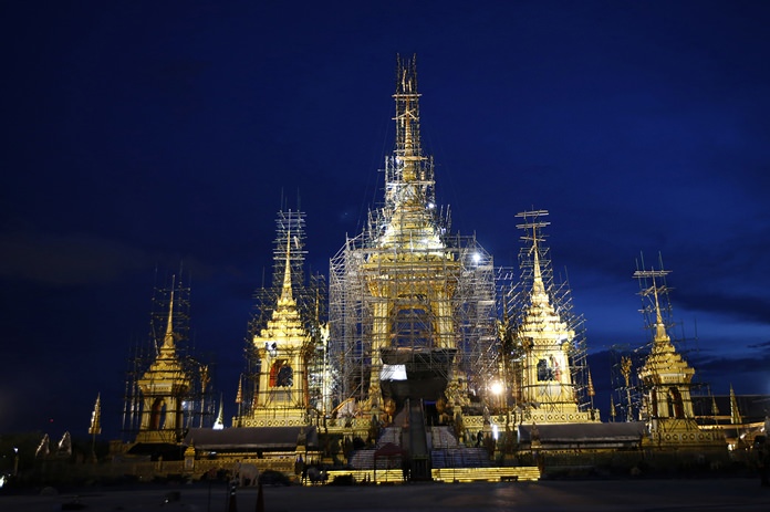 The royal crematorium and funeral complex for the late Thai King Bhumibol Adulyadej is shown under construction, Sept. 25 in Bangkok. (AP Photo/Sakchai Lalit)