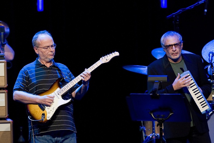In this July 4, 2009 file photo, Walter Becker, left, and Donald Fagen, of the U.S. group Steely Dan perform at the 43nd Montreux Jazz Festival, in Montreux, Switzerland. (AP Photo/Keystone, Jean-Christophe Bott)