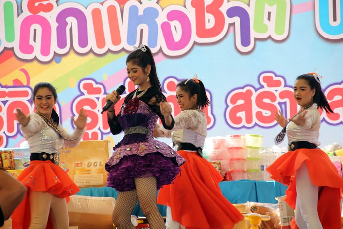 Beautiful young performers command the stage at Pattaya City Hall on Children’s Day this year. Music, games, food and presents highlighted the activities staged by schools, municipal offices and police stations all along the Eastern Seaboard when Thailand’s pampered children were ‘spoiled’ on their special day. 