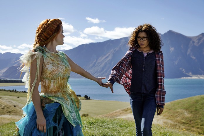 This image released by Disney shows Reese Witherspoon (left) and Storm Reid in a scene from “A Wrinkle In Time.” (Atsushi Nishijima/Disney via AP)