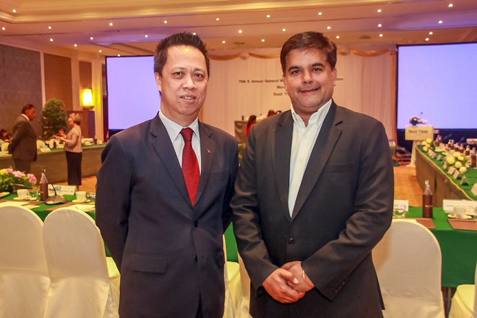 Neoh Keen Boon, GM of the Dusit Thani, the host venue greets Tony Malhotra, Director of Operations of Pattaya Mail.