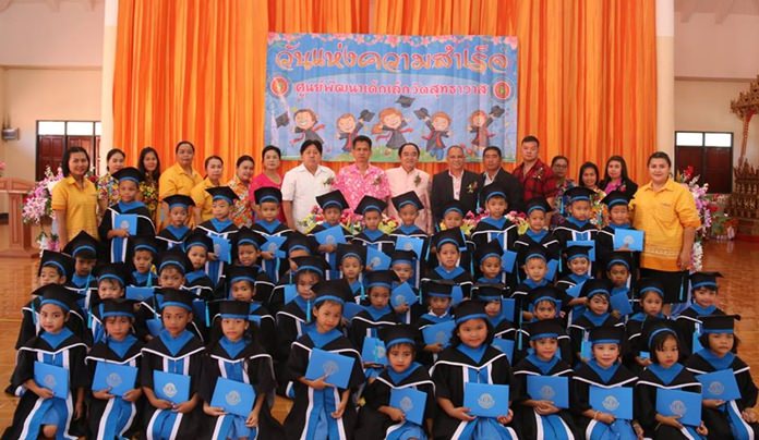 Nongprue tykes got their first diplomas for finishing kindergarten at the Wat Sutthawat Child Development Center.