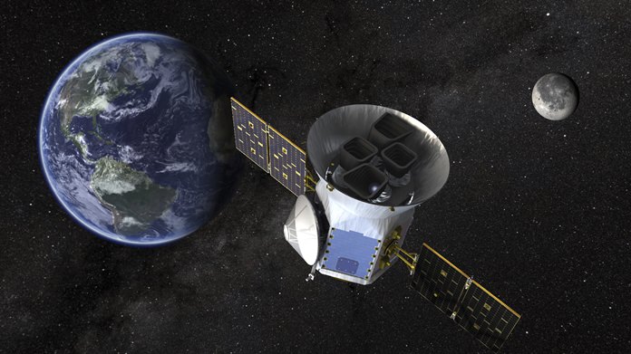 This image made available by NASA shows an illustration of the Transiting Exoplanet Survey Satellite (TESS). The spacecraft will prowl for planets around the closest, brightest stars. These newfound worlds eventually will become prime targets for future telescopes looking to tease out any signs of life. (NASA via AP)