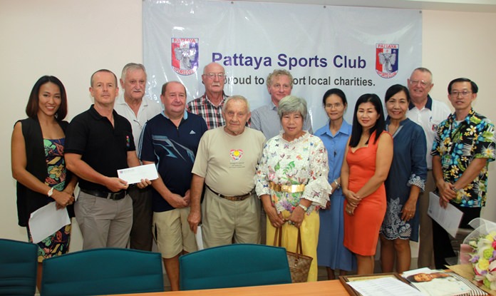 The Pattaya Sports Club donated 667,990 baht to 11 charity organizations as part of its long commitment to support the community.