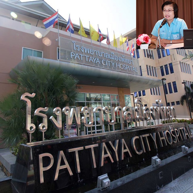 Pattaya Hospital Director Rungnapa Thapnonghee (inset) announces free influenza vaccinations through August 31.