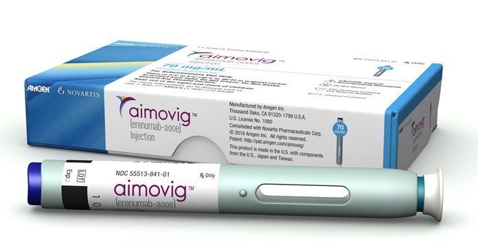 The U.S. Food and Drug Administration approved the drug Aimovig, the first in a new class of long-acting drugs designed to prevent chronic migraines, clearing the monthly shot for sale. (Amgen Inc. via AP)