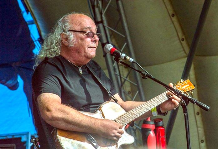 Edgar Broughton performs at the 2017 New Day Festival in Faversham, Kent, England.