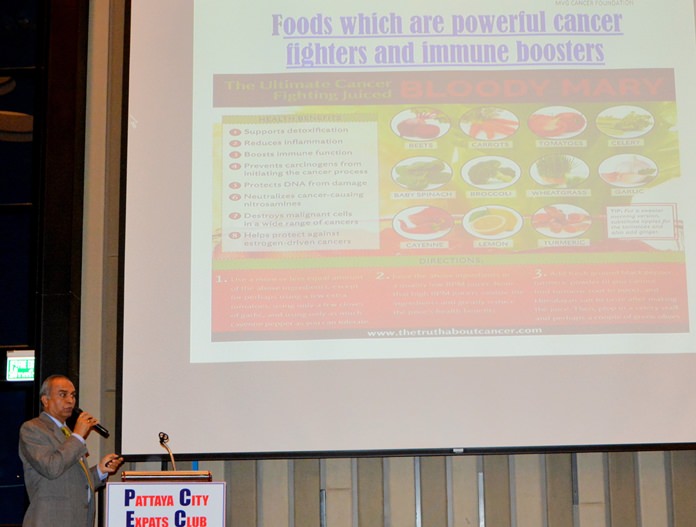 In another slide, C.V. Gaiki identifies foods which are powerful cancer fighters and immune boosters.