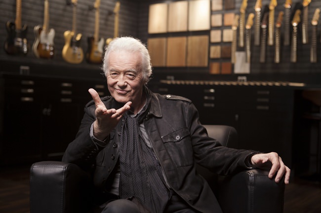 This Oct. 10, 2018 photo shows Jimmy Page posing for a portrait at the Fender Factory in Corona, Calif. (Photo by Rebecca Cabage/Invision/AP)